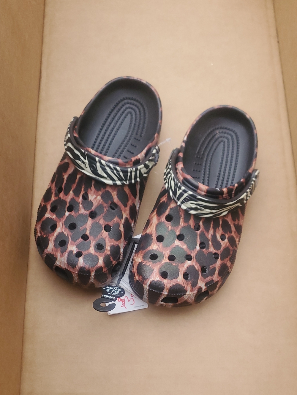 Womens Leopard Print Clogs with Zebra Strap